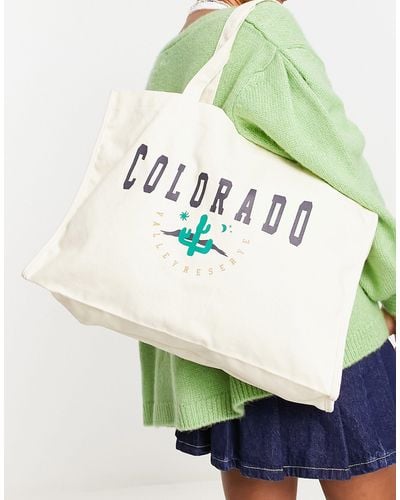 Daisy Street Tote Bag With Colorado Print - Green