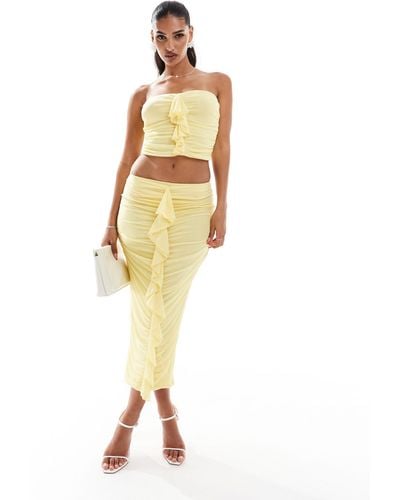In The Style Exclusive Ruffle Detail Maxi Skirt Co-ord - Metallic