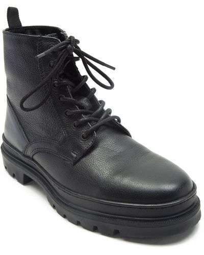 OFF THE HOOK Clancy Lace Up Derby Leather Boots - Black