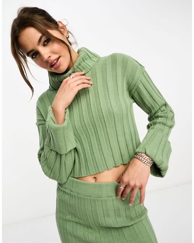 ASOS Crop Sweater With High Neck - Green