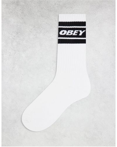 Obey Calzini bianchi e neri con logo - Bianco