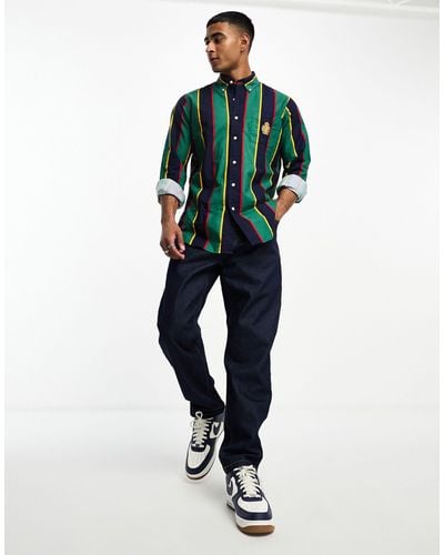 Polo Ralph Lauren Custom-fit Gestreept Oxford Overhemd Met Badge Van Regimentembleem - Meerkleurig