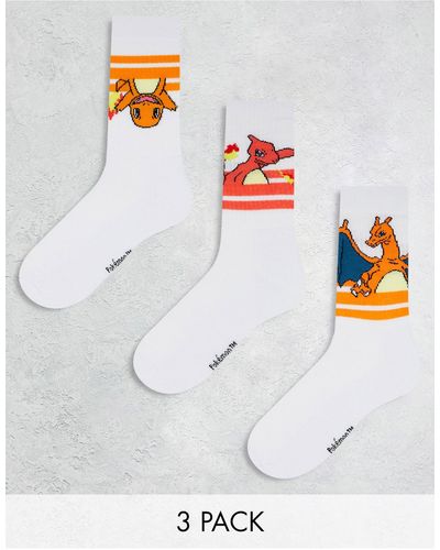 ASOS 3 Pack Sunset Pokémon Sports Socks - White