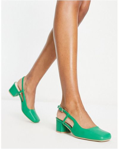 Raid Sisily - scarpe verdi con punta squadrata, tacco medio e cinturino posteriore - Bianco