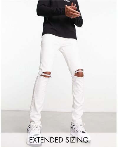 ASOS Skinny Jeans With Knee Rips - White