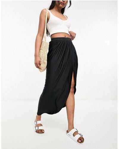Pimkie Wrap Front Midi Skirt - Black