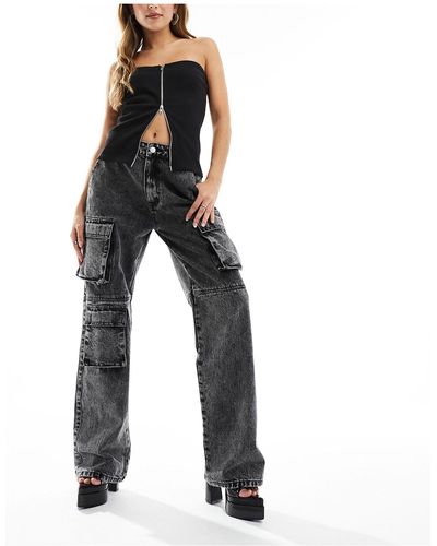 SIMMI Simmi - jeans a fondo ampio grigi con tasche - Nero