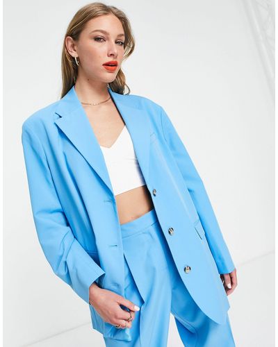 TOPSHOP – oversize-blazer mit maskulinem schnitt - Blau