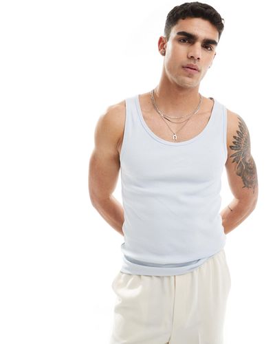 ASOS Muscle Fit Rib Vest - White