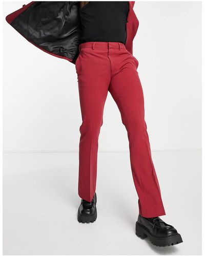 ASOS Extreme Flare Suit Trousers - Red