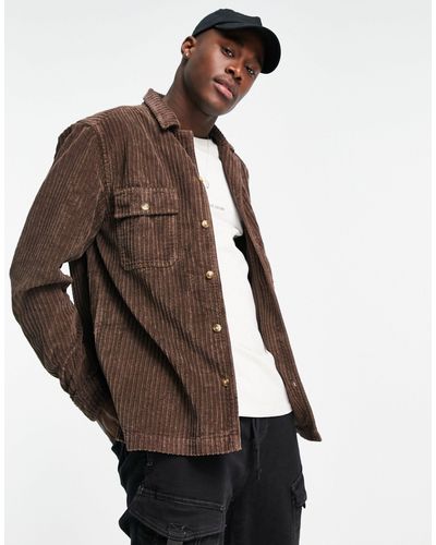 ASOS Corduroy Overshirt Met Onregelmatige Ribbel - Bruin