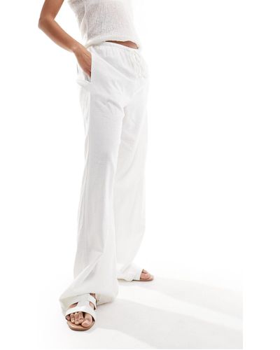Cotton On Cotton on - pantalon droit en lin à cordon coulissant - Blanc