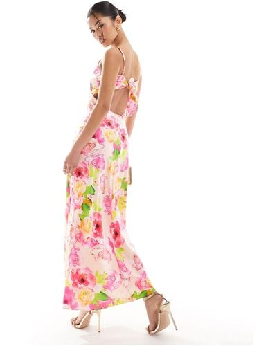 Bardot Satin Slip Midi Dress - Pink