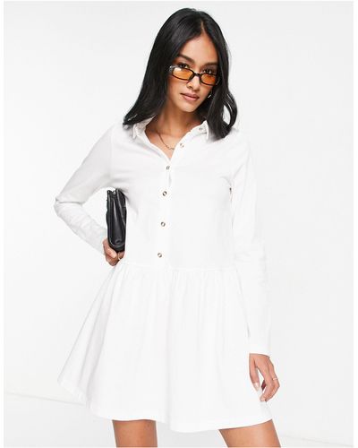 ASOS Mini Jersey Shirt Dress With Drop Waist - White