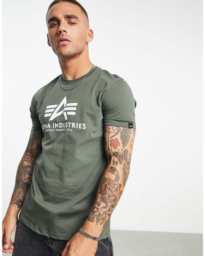 Alpha Industries T-shirt avec logo sur le devant - olive - Vert