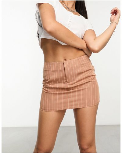 Daisy Street Mini-jupe style années 90 à rayures - Marron
