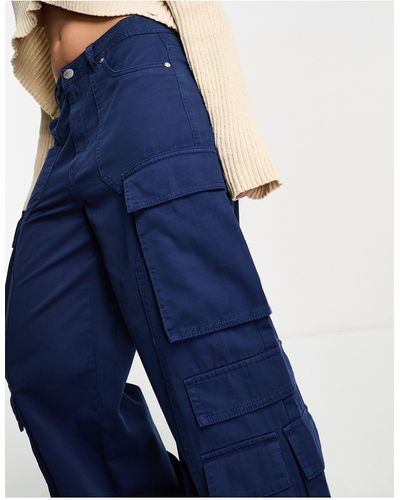 Pull&Bear Multi Pocket Cargo Trouser - Blue