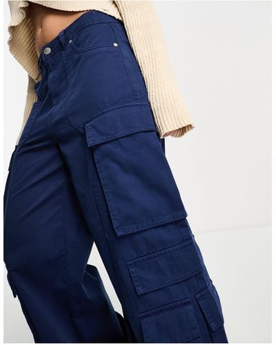 Pull&Bear Pantalon cargo à poches multiples - pétrole - Bleu