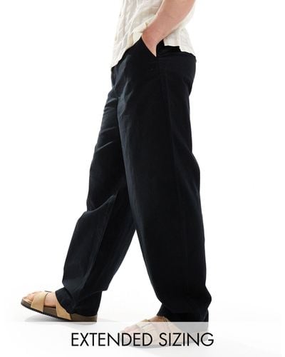 ASOS Pantalon chino large en lin - Noir