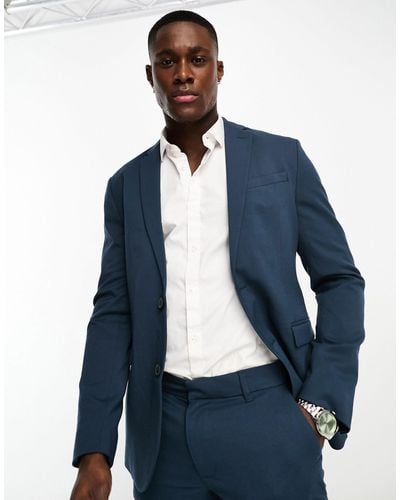 New Look Single Breasted Slim Suit Jacket - Blue