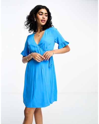 Y.A.S Elma Mini Wrap Dress - Blue