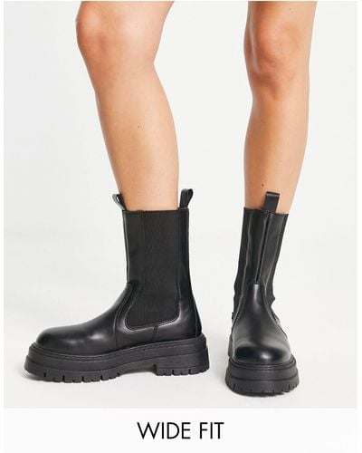 TOPSHOP Wide Fit Kiki Pull On Chelsea Boot - Black
