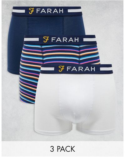 Farah Confezione da 3 paia di boxer blu navy, bianchi e a righe multicolori