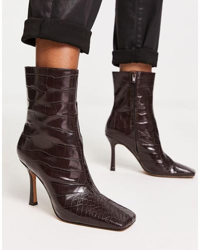 NA-KD Heeled Ankle Boots With Square Toe - Black