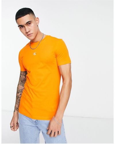 Calvin Klein T-shirt Met Klein Monogramlogo Op - Oranje