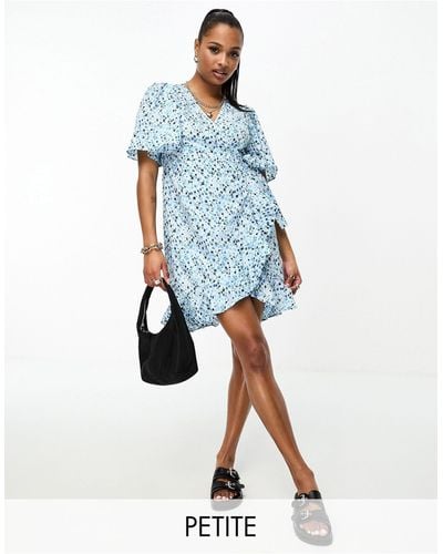 Vero Moda Wrap Front Mini Dress - Blue