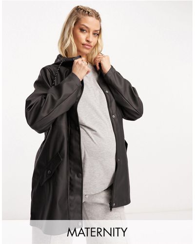 Vero Moda Vero Moda - Zwangerschapskleding - Rubberen Regenjas Met Capuchon - Zwart