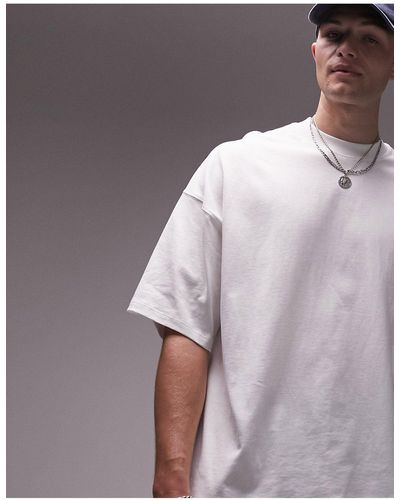 TOPMAN Camiseta blanca extragrande - Morado