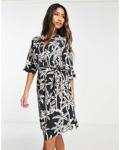 Maison Scotch All Over Palm Printed Loose Fit Dress - Multicolour