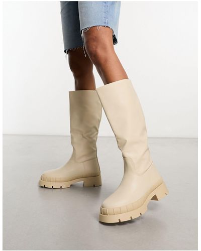 Raid Challenge Chunky Flat Knee Boots - White