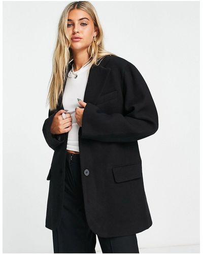 Weekday Luciana Wool Mix Blazer Coat - Black