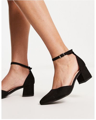 Truffle Collection Mid Block Heel Shoes - Black