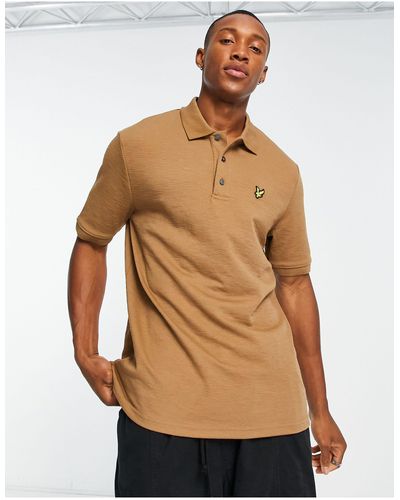 Lyle & Scott And Chunky Slub Polo Shirt in Brown for Men | Lyst UK
