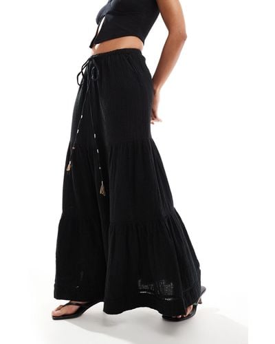River Island Tiered Maxi Skirt - Black