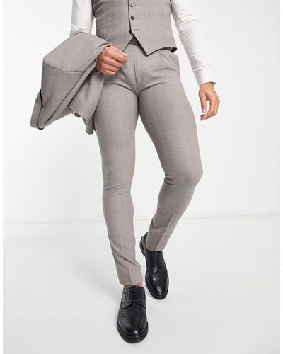 Noak Pantaloni da abito skinny color pietra - Grigio