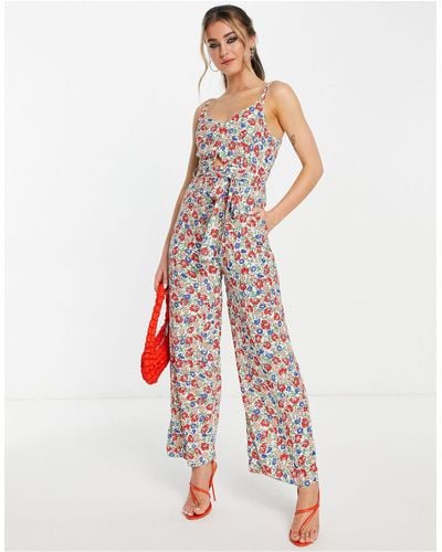 Nobody's Child Printed Wide Leg Jumpsuit - White