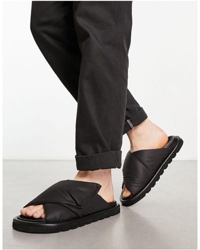 ASOS Puffer Cross Strap Sandals - Black