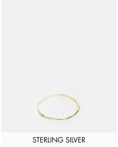 Kingsley Ryan Bague avec anneau style bambou et argent massif plaqué or - Blanc