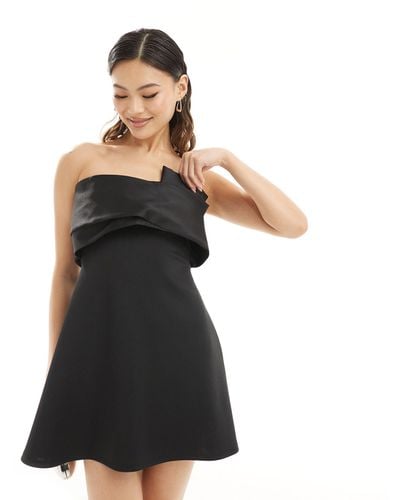 ASOS Sculptural Mini Dress With Contrast Satin Bodice - Black