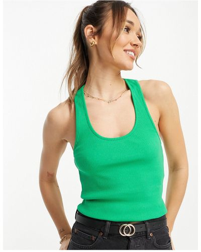 ASOS Rib Vest With Strappy Back - Green