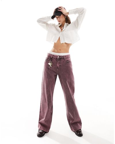 Monki – naoki – locker geschnittene jeans mit niedrigem bund - Weiß