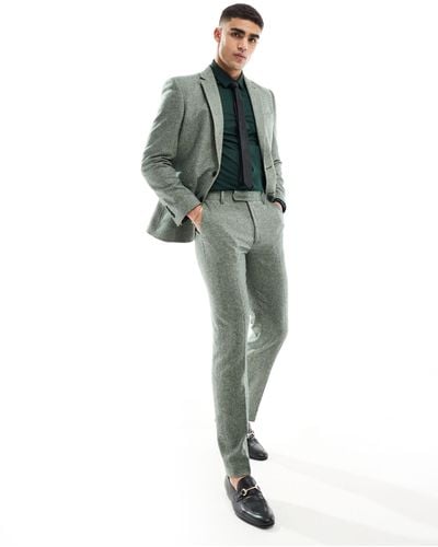 ASOS Slim Fit Wool Mix Suit Pants - Green