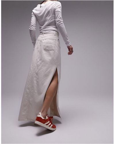 TOPSHOP Denim Maxi Skirt - White