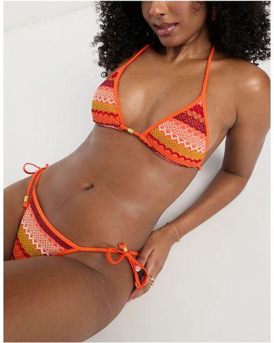 DORINA Porto Novo Embroidered Triangle Bikini Top - Orange