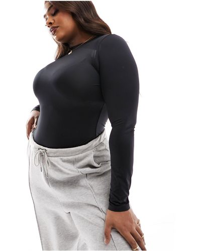 ASOS Curve All Day Smoothing Body With Long Sleeves - Black