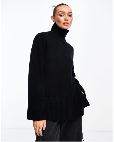& Other Stories Wool High Neck Oversize Sweater - Black
